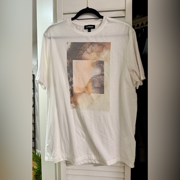 Express Artistic Graphic Tee - White and Tan - Picture 1 of 4